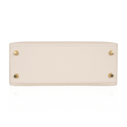 Kelly 25 Sellier Bag Craie Epsom Leather with Gold Hardware