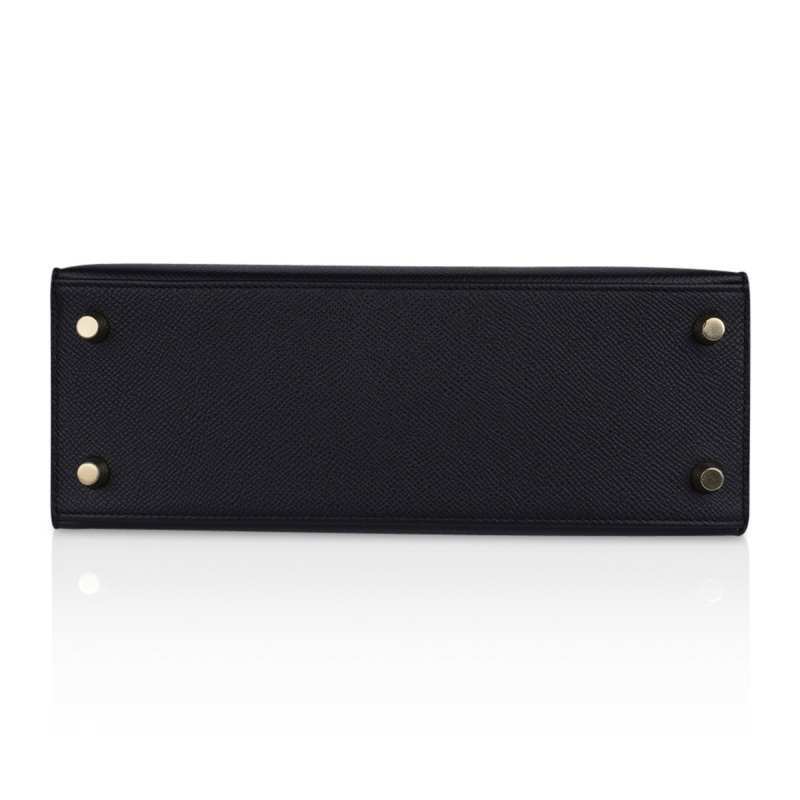 Kelly Sellier 25 Bag Black Epsom Gold Hardware New