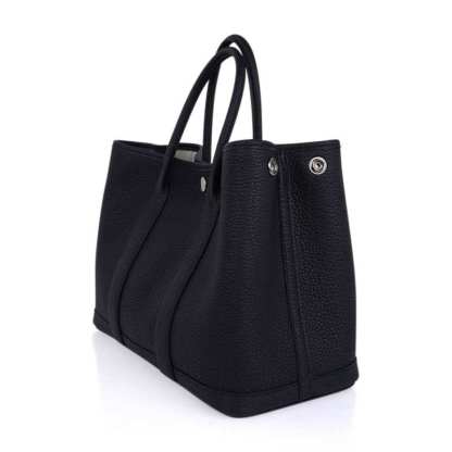 Garden Party 30 Bag Black Vache Country Leather with Palladium Hardware