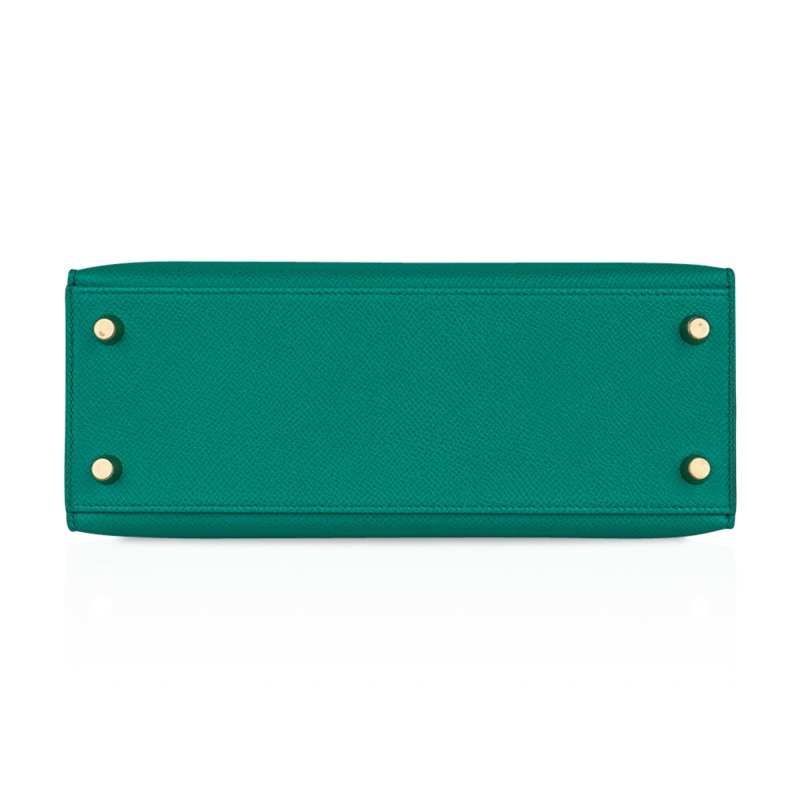 Kelly 25 Sellier Bag Jade Epsom Leather with Gold Hardware