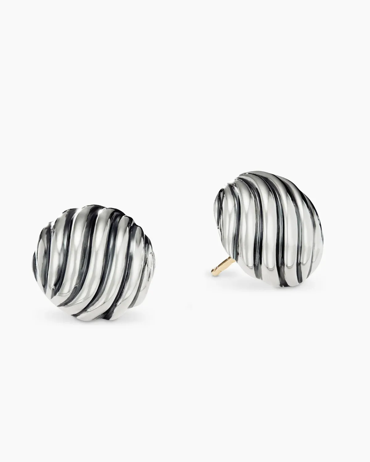Sculpted Cable Stud Earrings Sterling Silver, 14mm