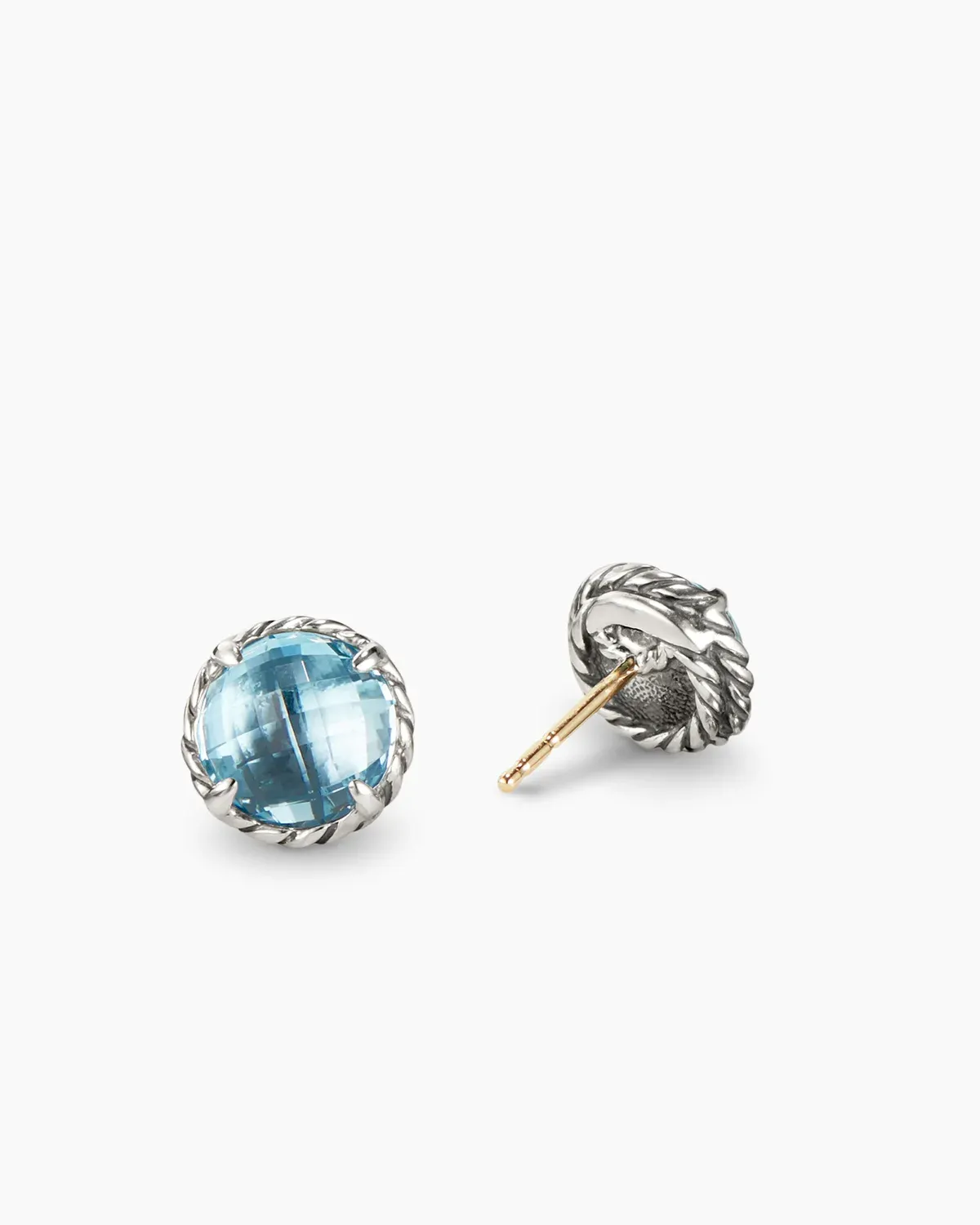 Petite Chatelaine庐 Stud Earrings Sterling Silver with Blue Topaz, 8mm