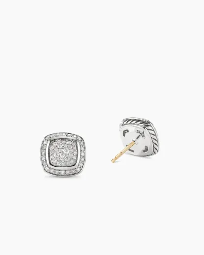 Albion庐 Stud Earrings Sterling Silver with Pav茅 Diamonds, 7mm