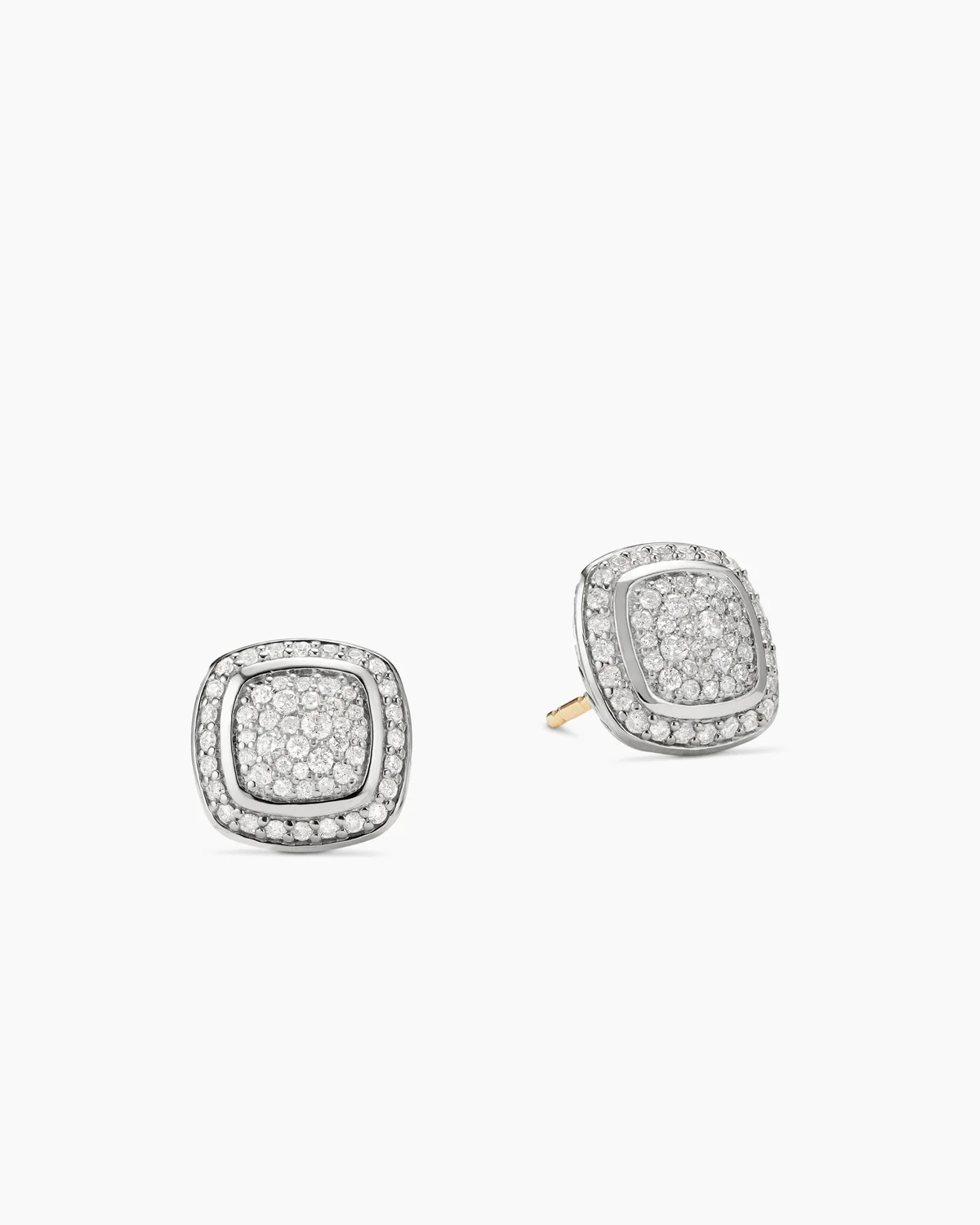 Albion庐 Stud Earrings Sterling Silver with Pav茅 Diamonds, 7mm