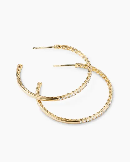 Pav茅 Hoop Earrings 18K Yellow Gold with Diamonds, 38mm