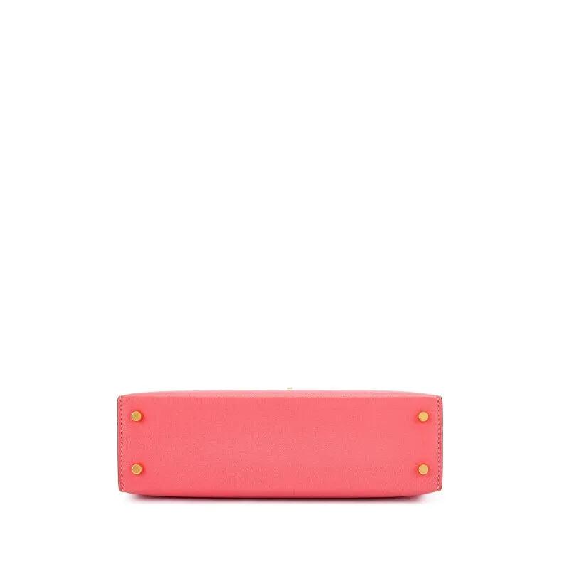 Herthtmes Rose Lipstick Chèvre Mini Kelly II 20 Gold Hardware