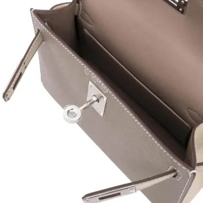 Herthtmes Gris Asphalt and Nata Epsom HSS Mini Kelly II 20 Palladium Hardware