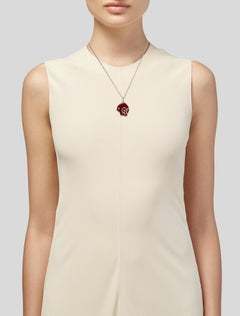 Enamel Ghost Skull Pendant Necklace