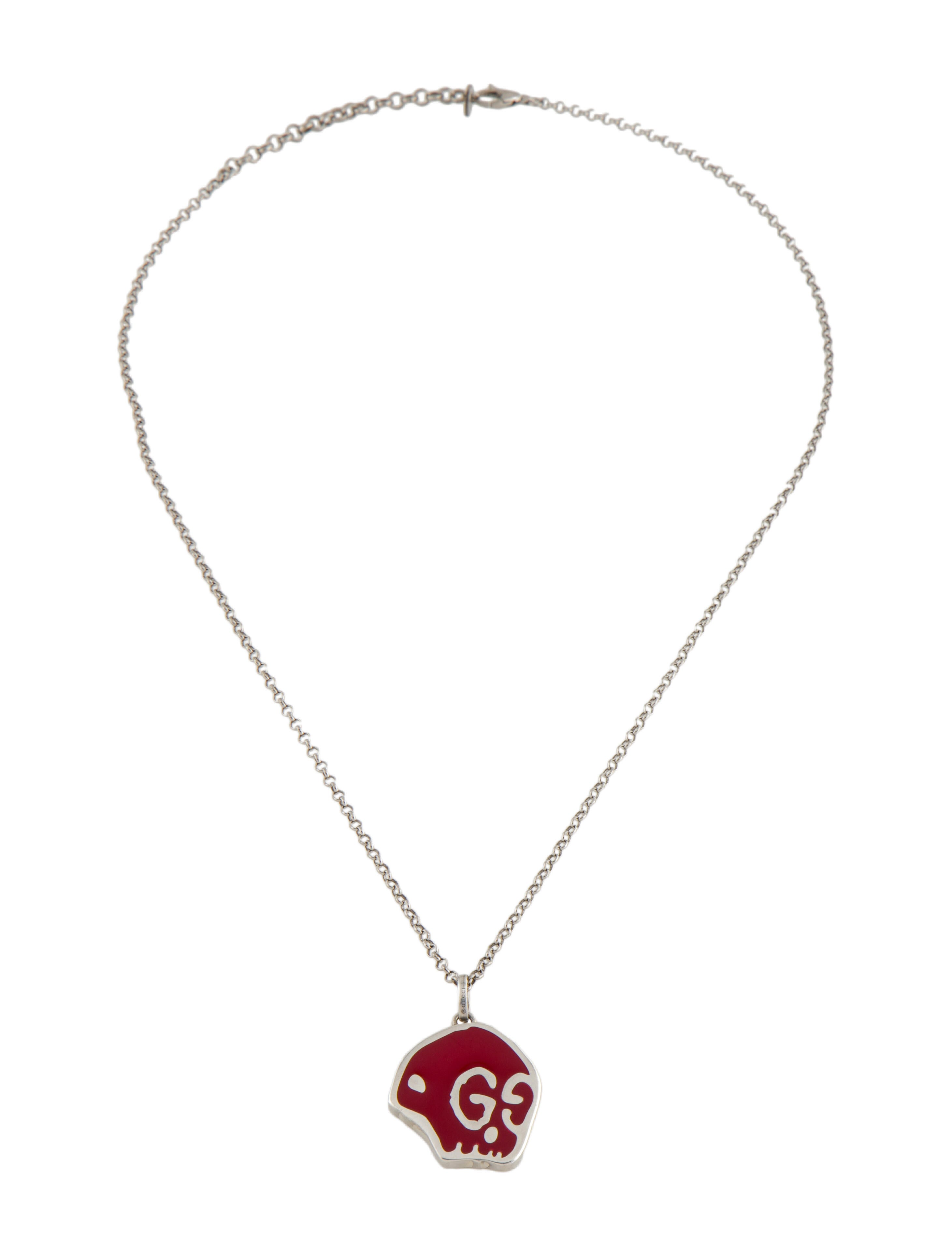 Enamel Ghost Skull Pendant Necklace