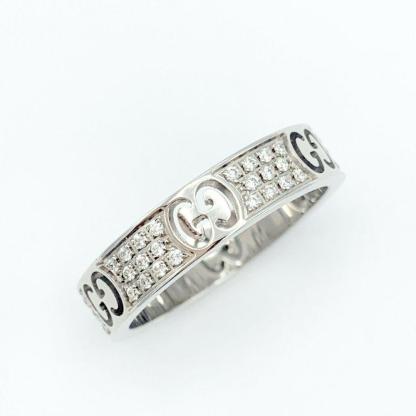 18K White Gold Diamond Icon Stardust Thin Band Ring