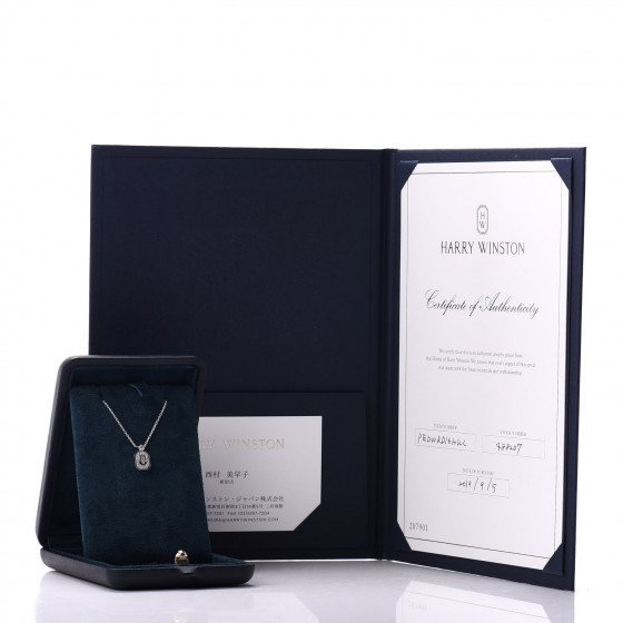 18K White Gold Diamond H W Logo Pendant Necklace