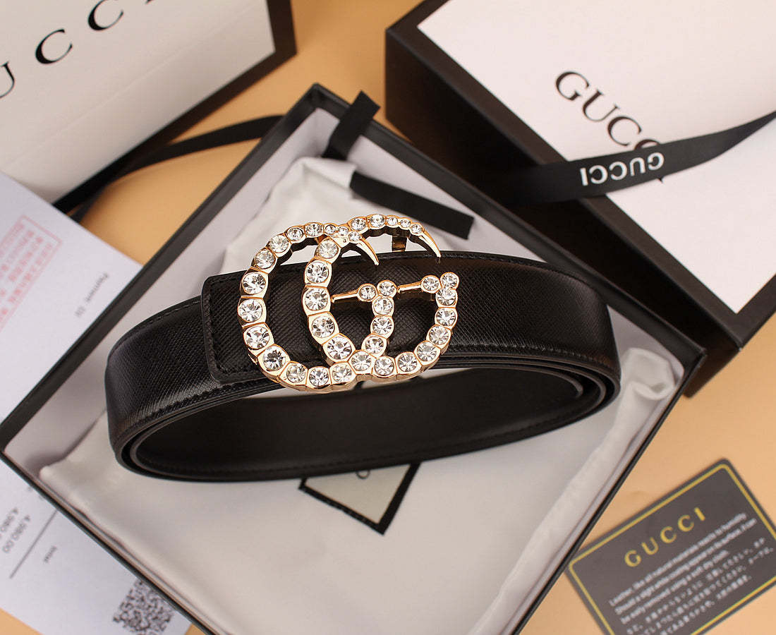 2 Styles Luxurious Double G Rhinestone Belt