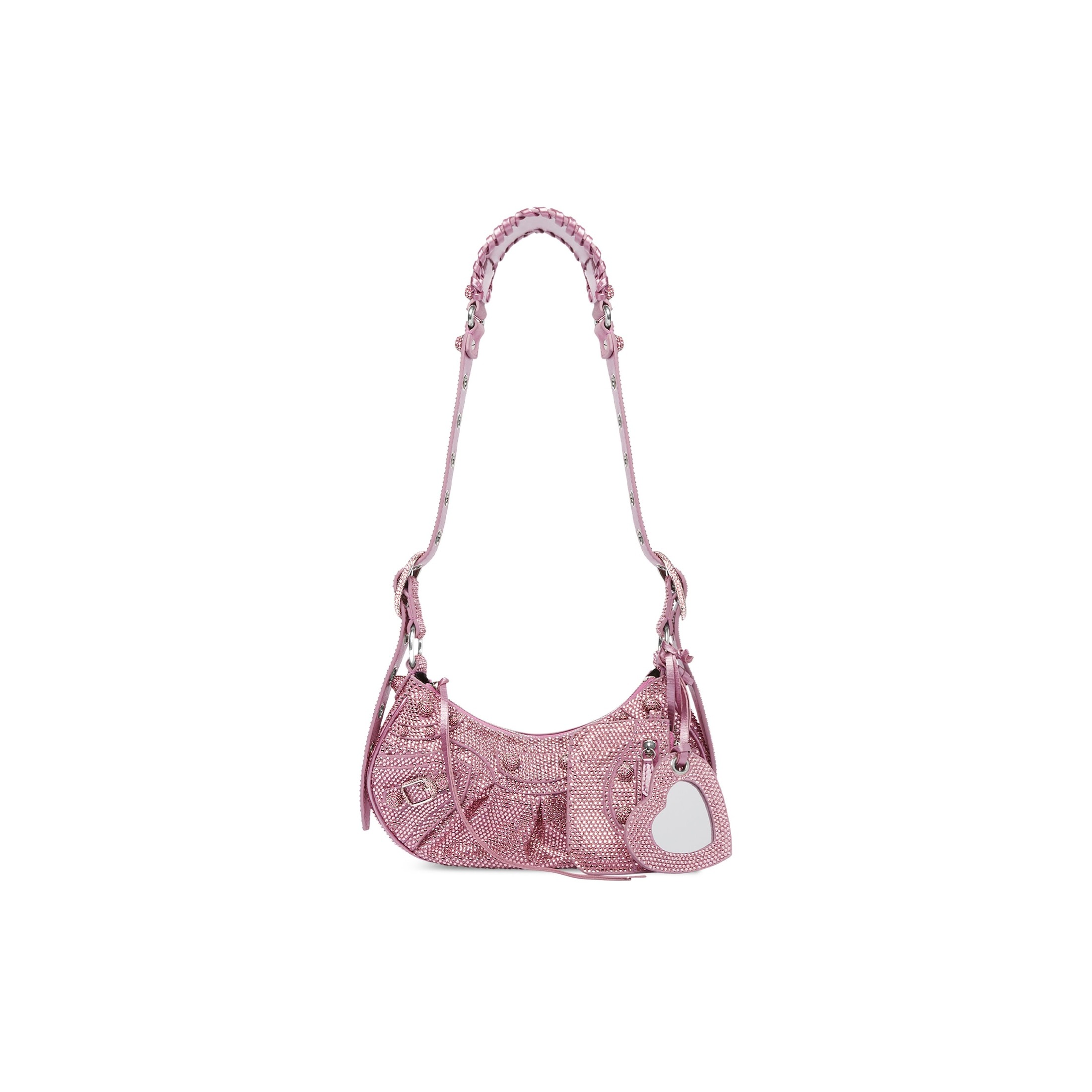 Women's Le Cagole Xs Shoulder Bag With Rhinestones in Pink