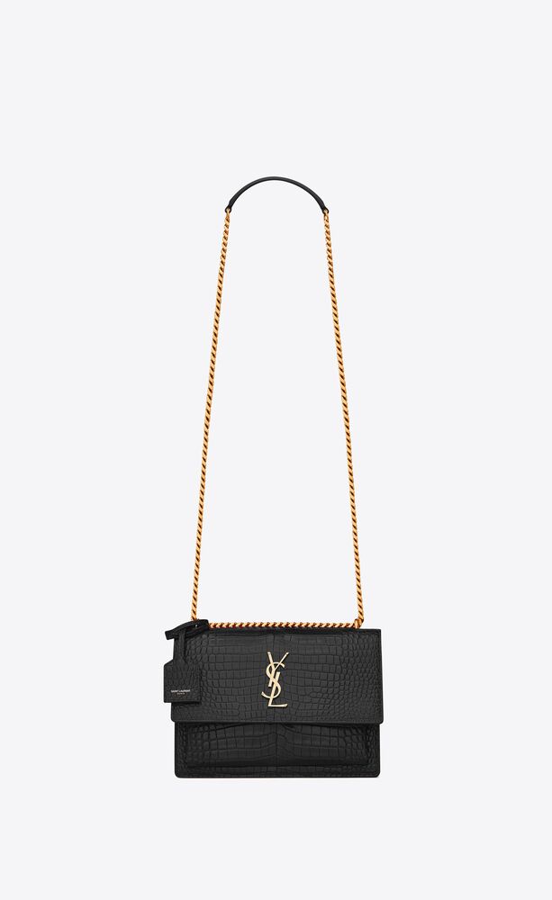 SUNSET MEDIUM IN CROCODILE-EMBOSSED LEATHER