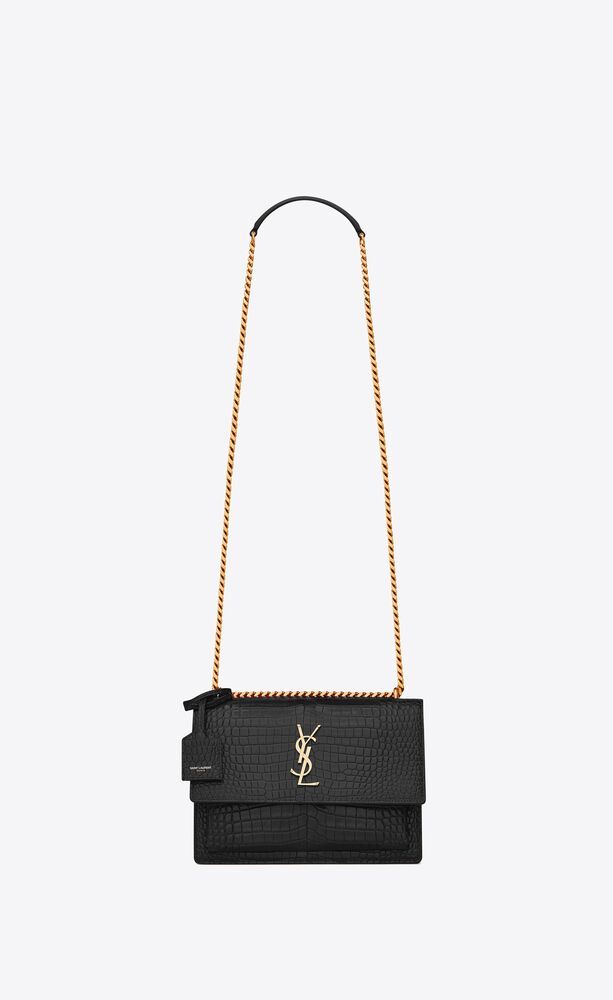SUNSET MEDIUM IN CROCODILE-EMBOSSED LEATHER
