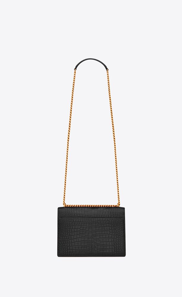 SUNSET MEDIUM IN CROCODILE-EMBOSSED LEATHER