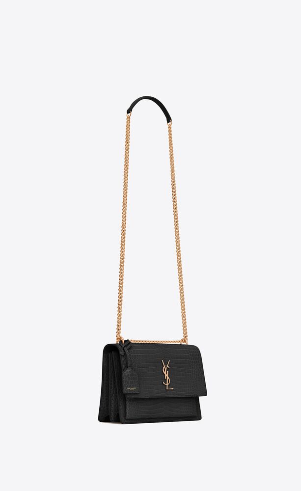 SUNSET MEDIUM IN CROCODILE-EMBOSSED LEATHER