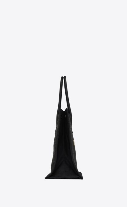 RIVE GAUCHE SMALL TOTE BAG IN RAFFIA AND LEATHER