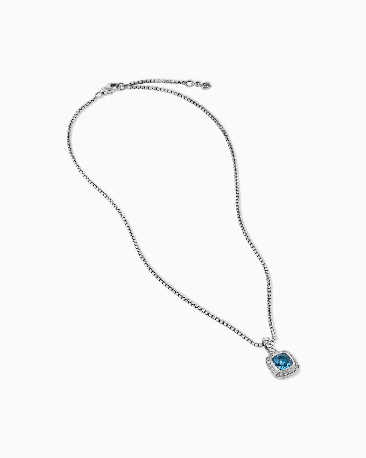Petite Albion庐 Pendant Necklace Sterling Silver with Blue Topaz and Diamonds, 7mm