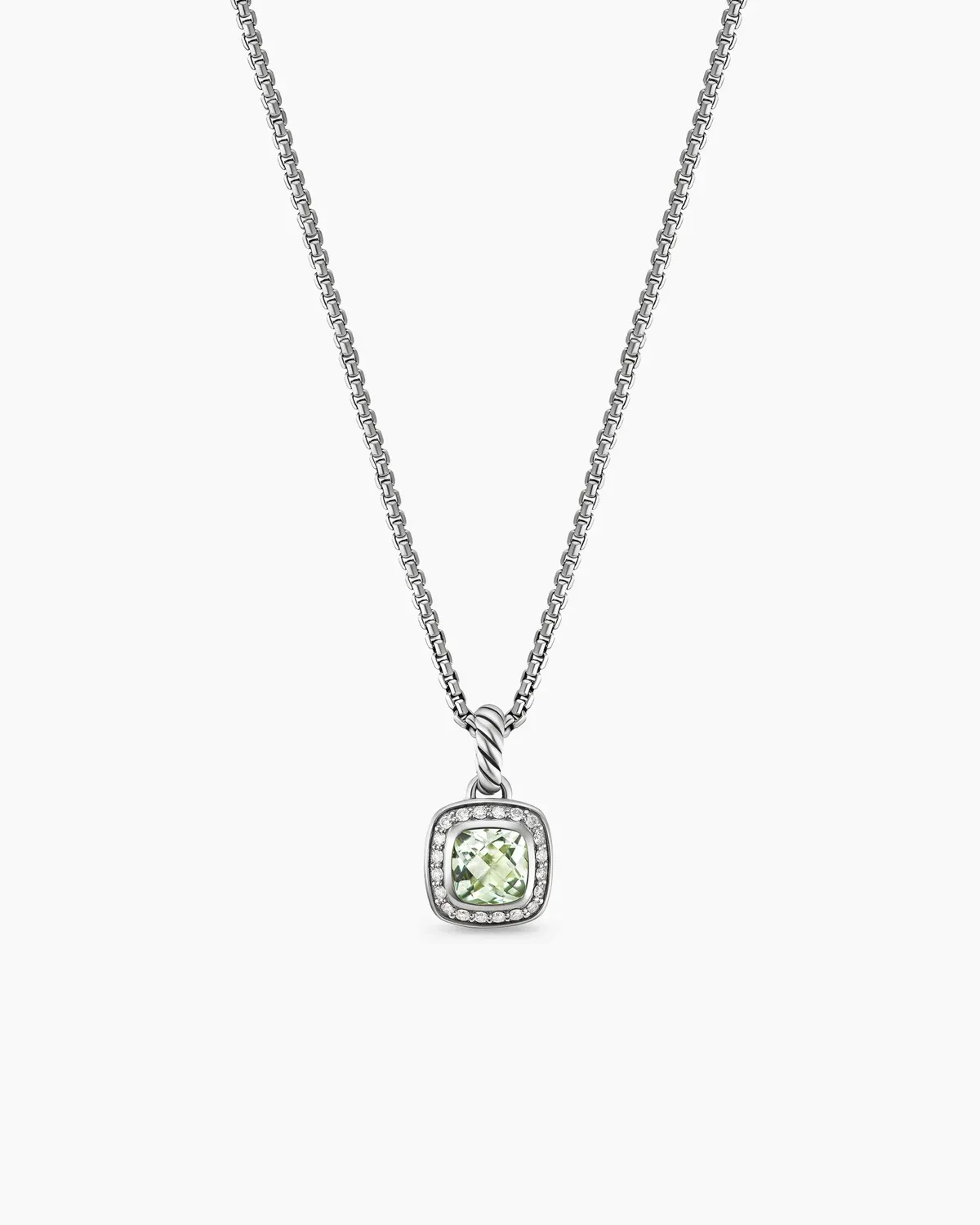 Petite Albion庐 Pendant Necklace Sterling Silver with Prasiolite and Diamonds, 7mm