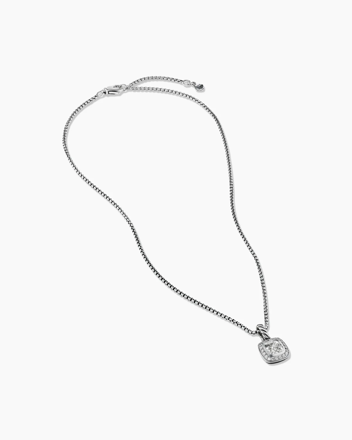 Petite Albion庐 Pendant Necklace Sterling Silver with White Topaz and Diamonds, 7mm