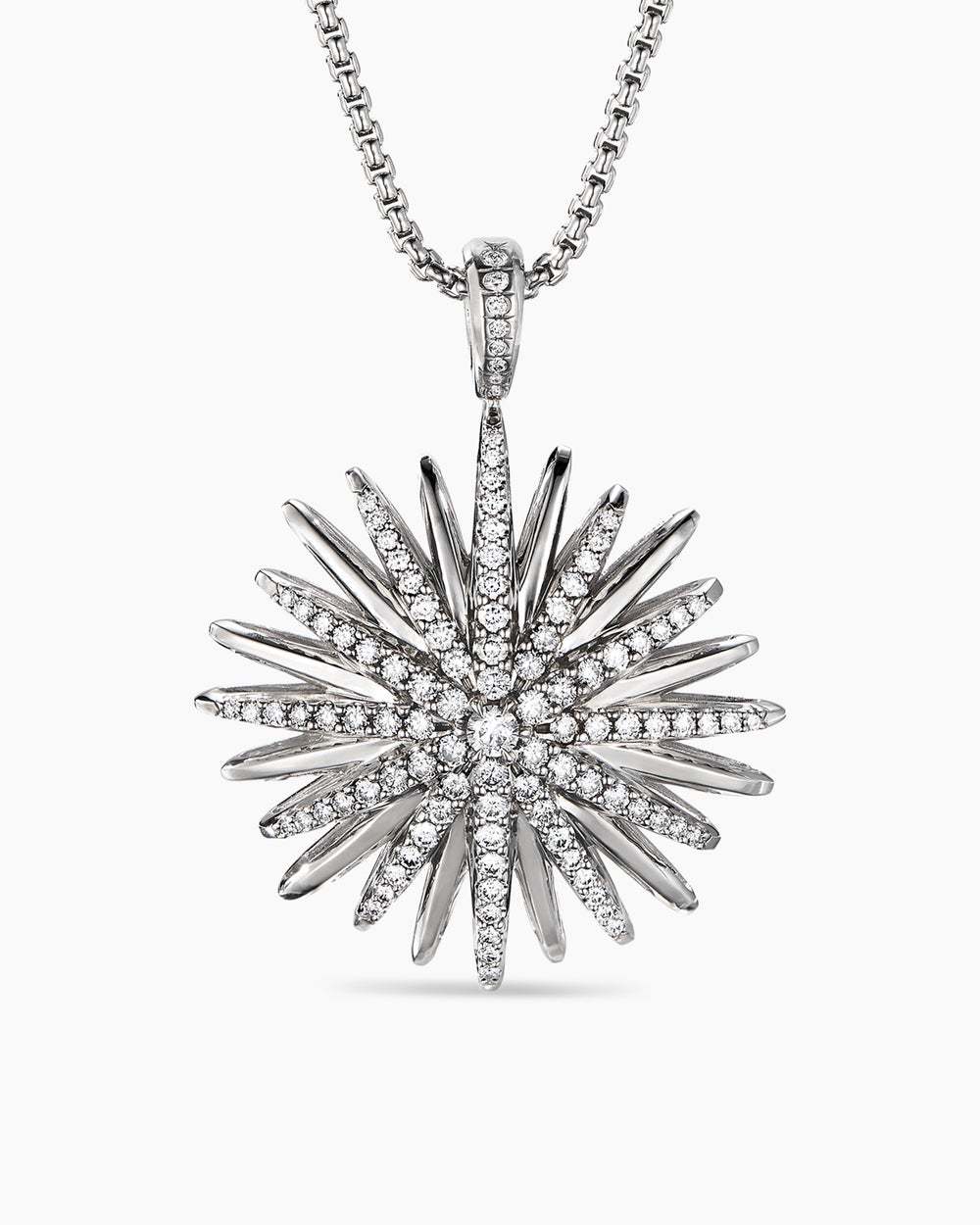 Starburst Pendant Sterling Silver with Diamonds, 32mm