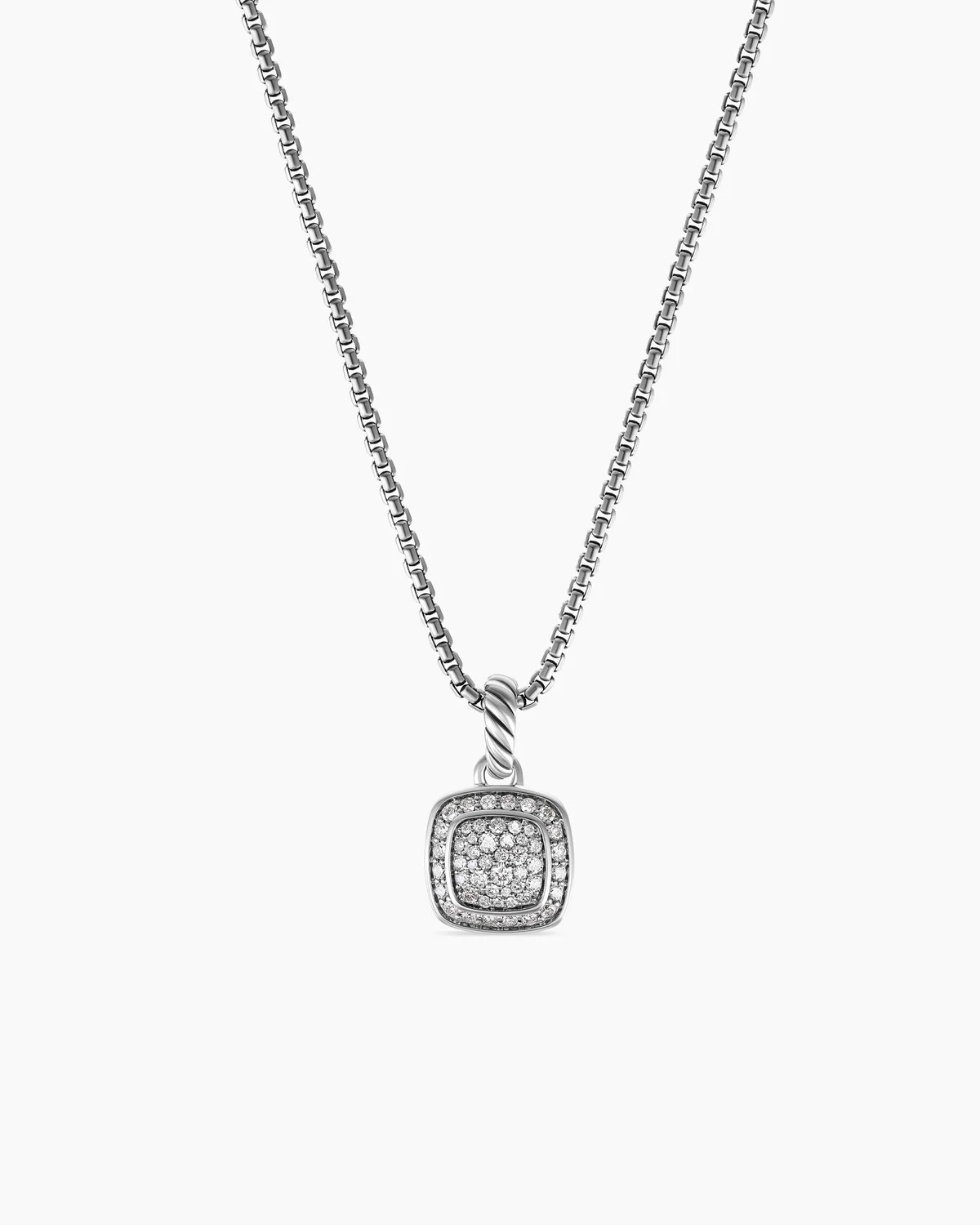 Petite Albion庐 Pendant Necklace Sterling Silver with Pav茅 Diamonds, 7mm