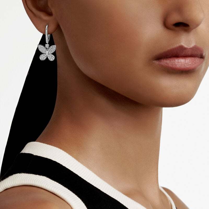 Pavé Butterfly Mini Diamond Drop Earrings