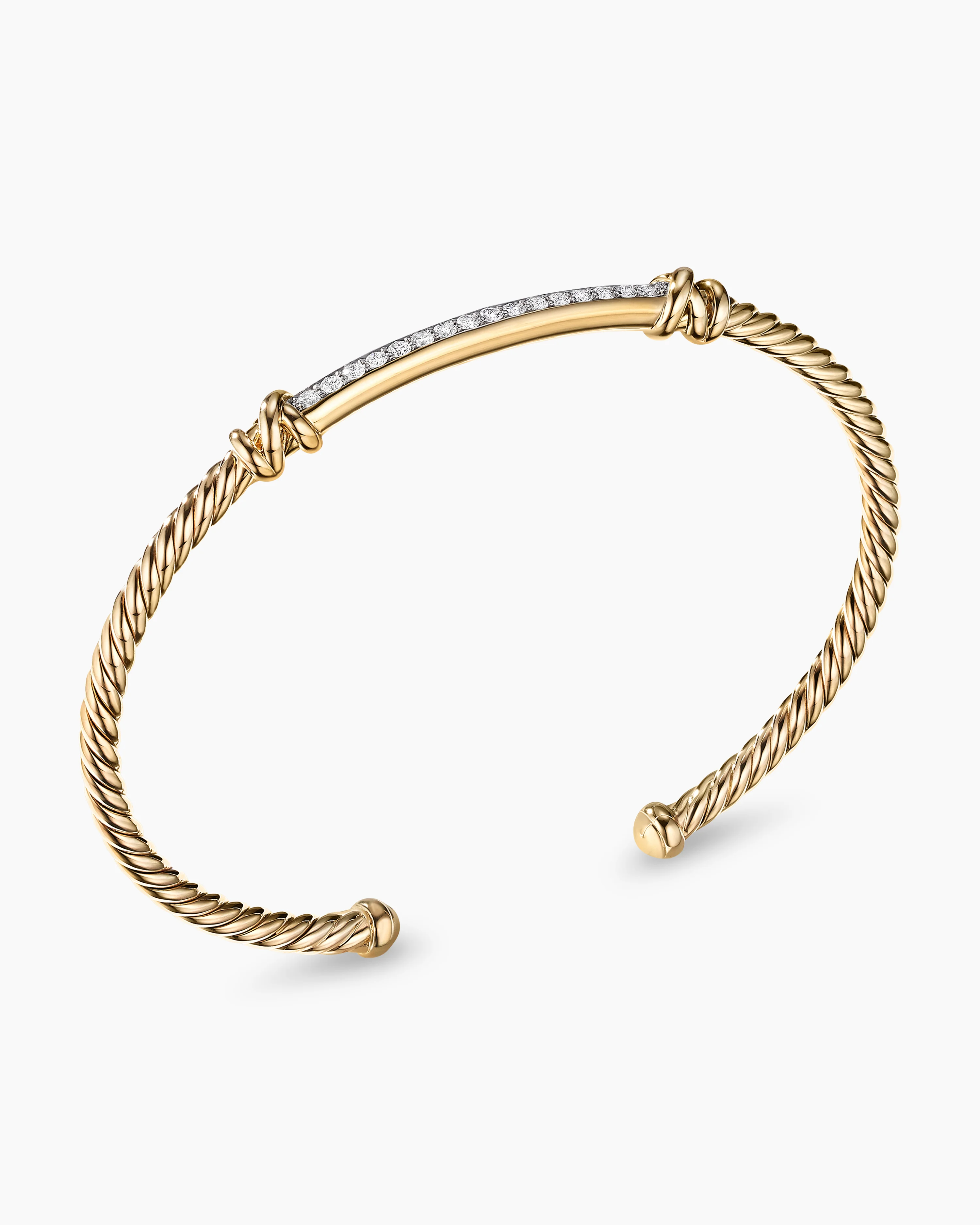 Petite Helena Cablespira庐 Station Bracelet 18K Yellow Gold with Diamonds, 3mm