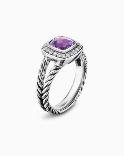 Petite Albion庐 Ring Sterling Silver with Amethyst and Diamonds, 7mm