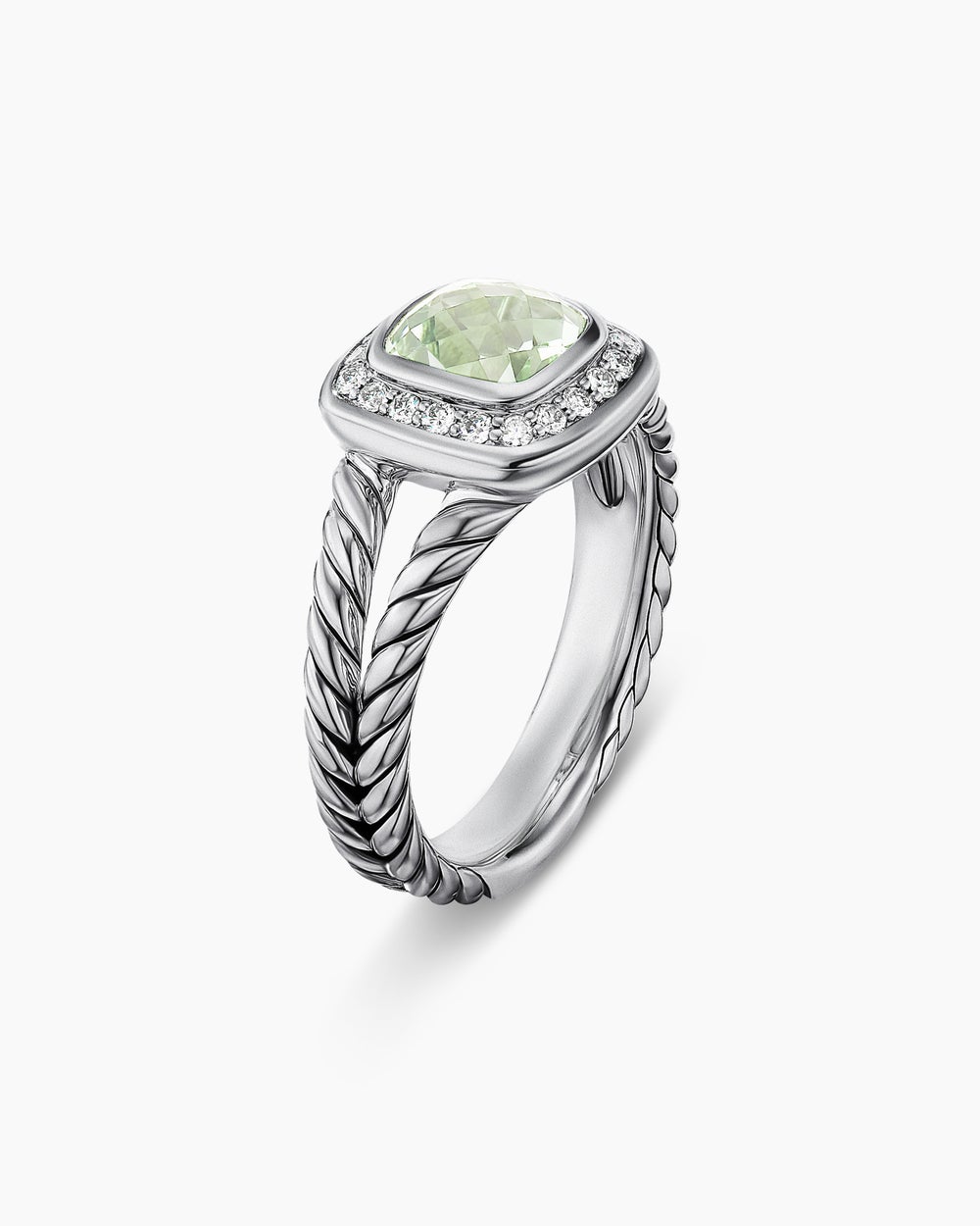 Petite Albion庐 Ring Sterling Silver with Prasiolite and Diamonds, 7mm