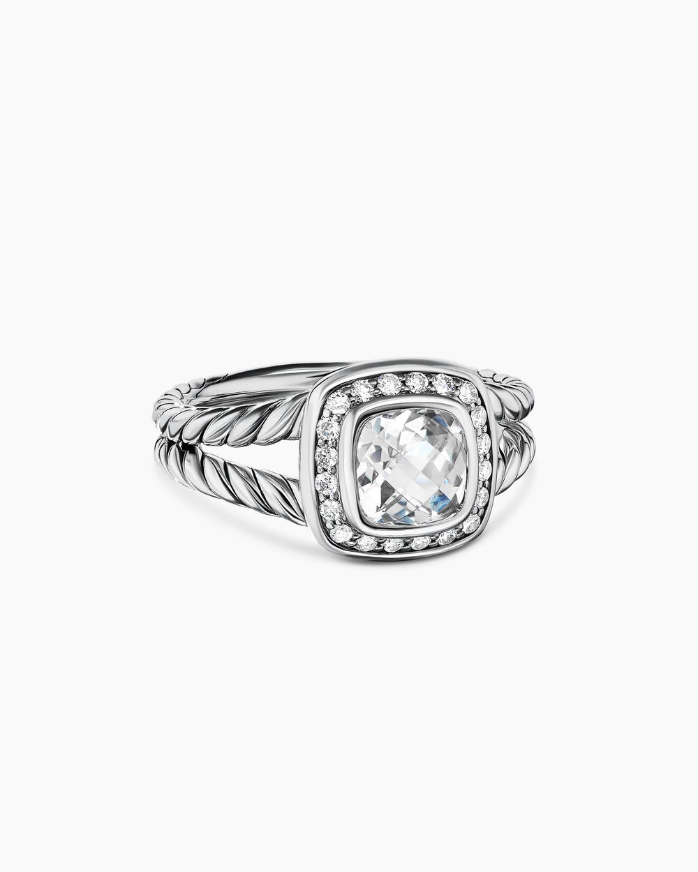 Petite Albion庐 Ring Sterling Silver with White Topaz and Diamonds, 7mm