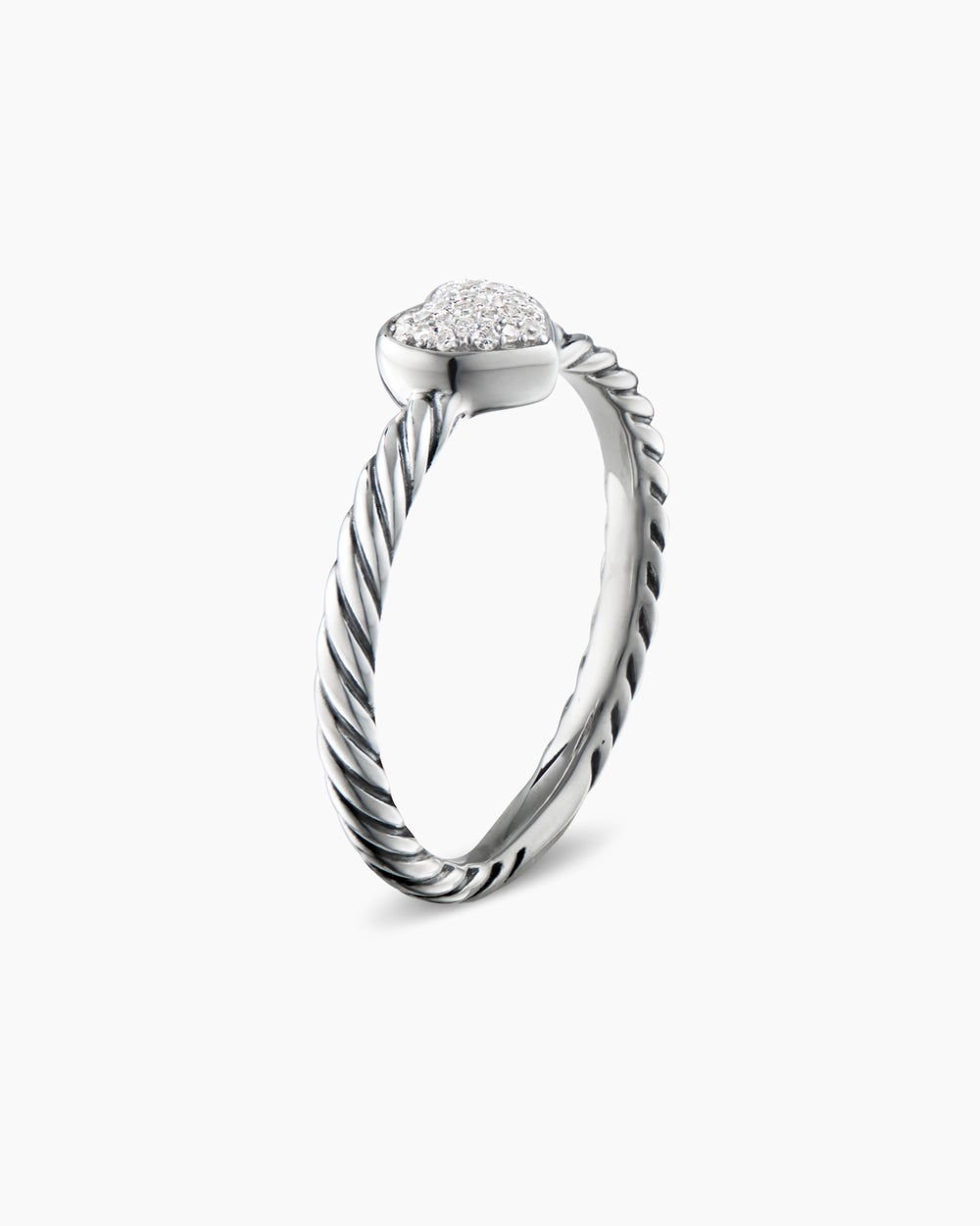 Cable Collectibles庐 Heart Stack Ring Sterling Silver with Pav茅 Diamonds, 6.2mm