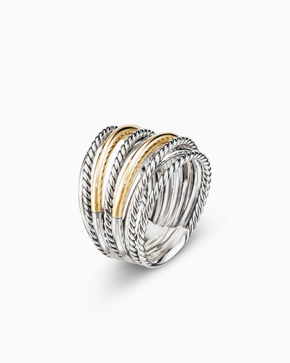 Crossover Ring Sterling Silver with 18K Yellow Gold, 17.8mm