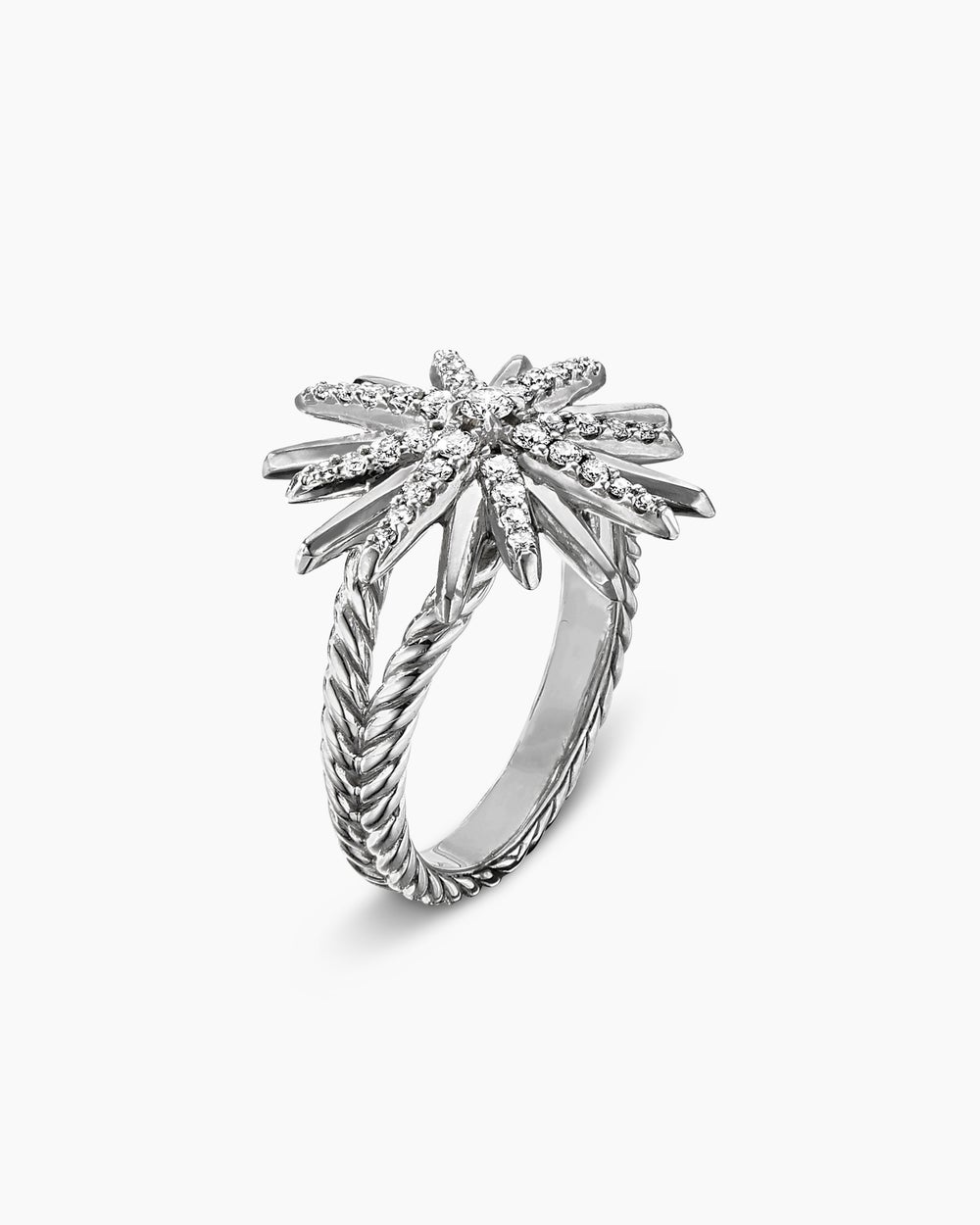 Starburst Ring Sterling Silver with Diamonds, 19mm