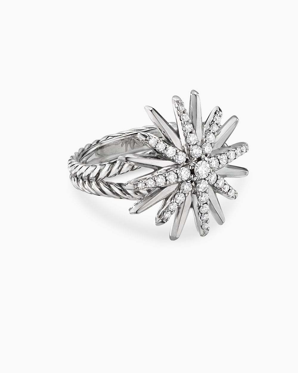 Starburst Ring Sterling Silver with Diamonds, 19mm