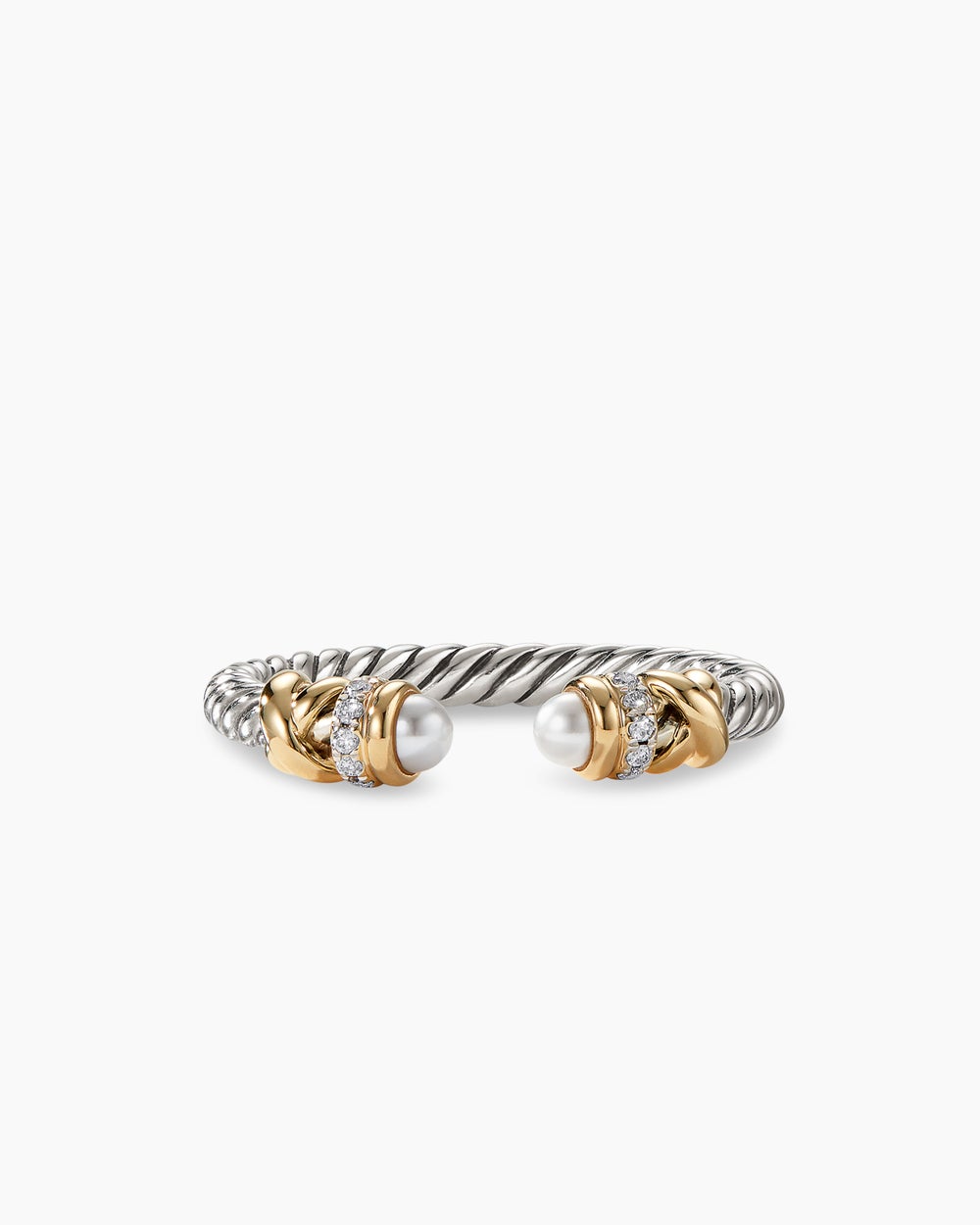 Petite Helena Ring Sterling Silver with 18K Yellow Gold, Pearls and Diamonds, 2.5mm