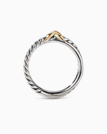 Petite X Ring Sterling Silver with 18K Yellow Gold, 4mm