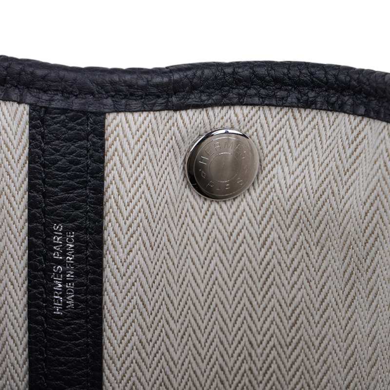 Garden Party 30 Bag Black Vache Country Leather with Palladium Hardware