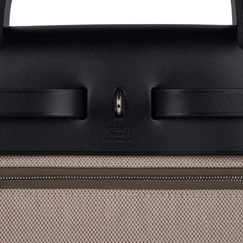 Herbag Zip 31 Bag Retourne Khaki Berline & Black Leather with Palladium Hardware