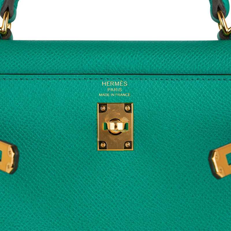 Kelly 25 Sellier Bag Jade Epsom Leather with Gold Hardware