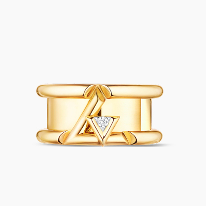Volt One Band Ring, Yellow Gold And Diamond