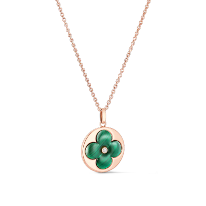 Color Blossom XL Medallion, Pink Gold, Malachite and Diamond