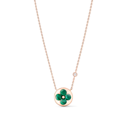 Color Blossom BB Sun Pendant, Pink gold, Malachite and diamond