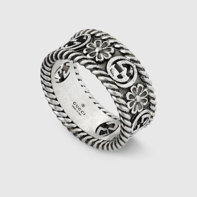 GUCCI INTERLOCKING SILVER RING