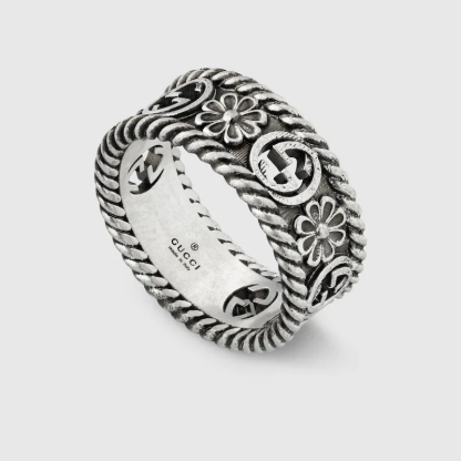 GUCCI INTERLOCKING SILVER RING