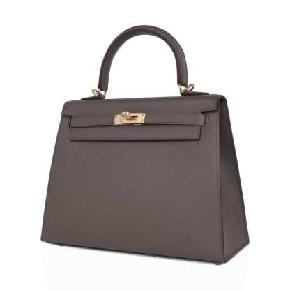 Kelly Sellier 25 Bag Etain Gold Hardware Epsom Leather New