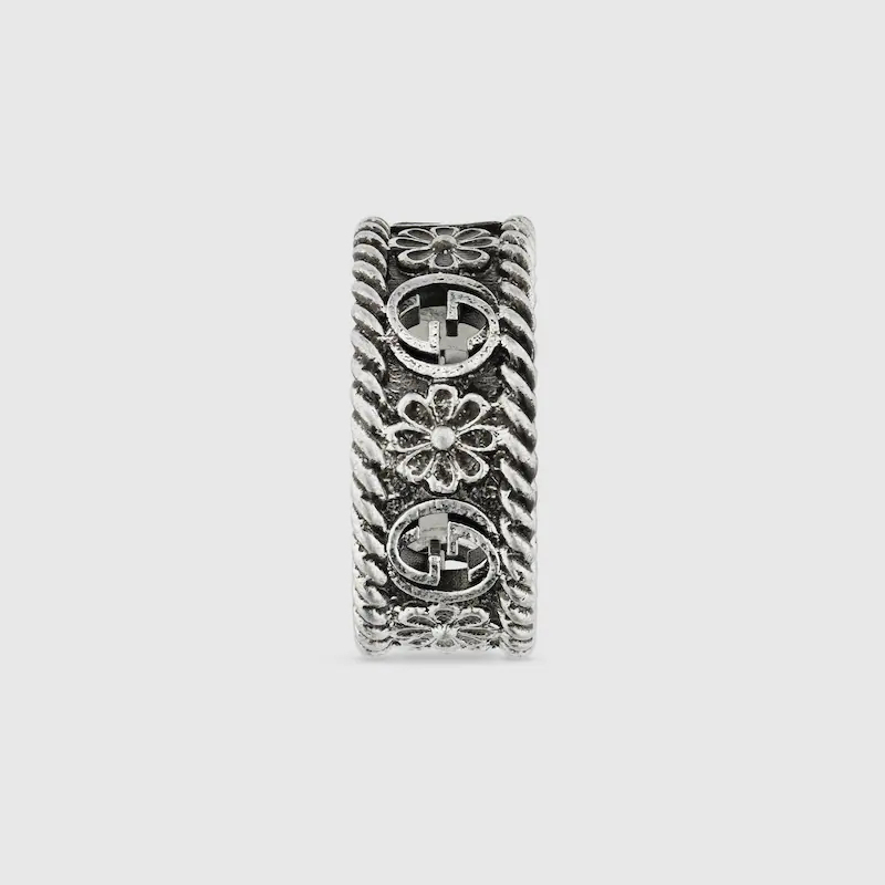 GUCCI INTERLOCKING SILVER RING
