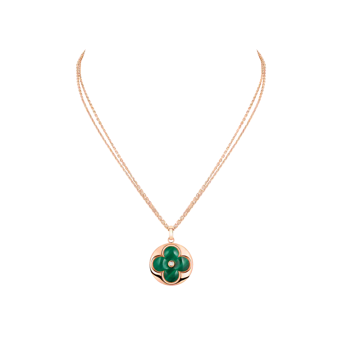 Color Blossom XL Medallion, Pink Gold, Malachite and Diamond