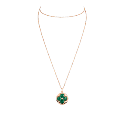 Color Blossom XL Medallion, Pink Gold, Malachite and Diamond